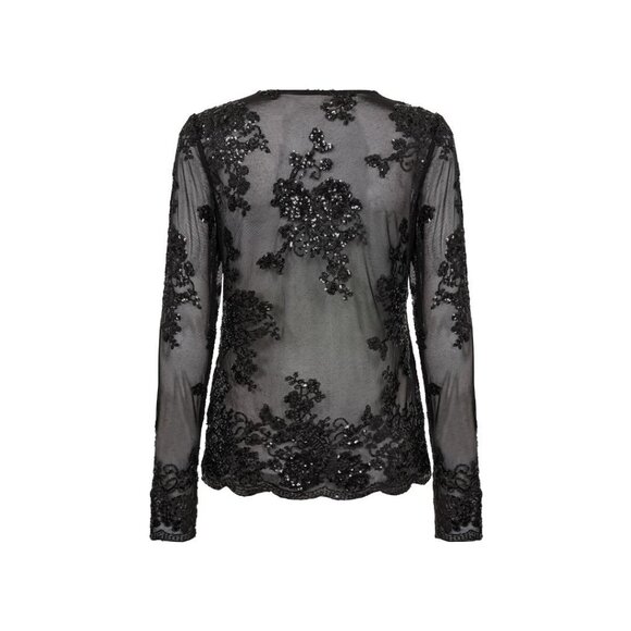 NWT SOYA CONCEPT AUBE Black Sequin Floral Mesh Longsleeve - Picture 10 of 10